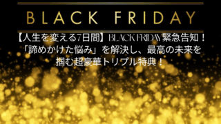 人生を変える9日間】BLACK FRIDAY緊急告知！「諦めかけた悩み」を解決し、最高の未来を掴む超豪華トリプル特典！