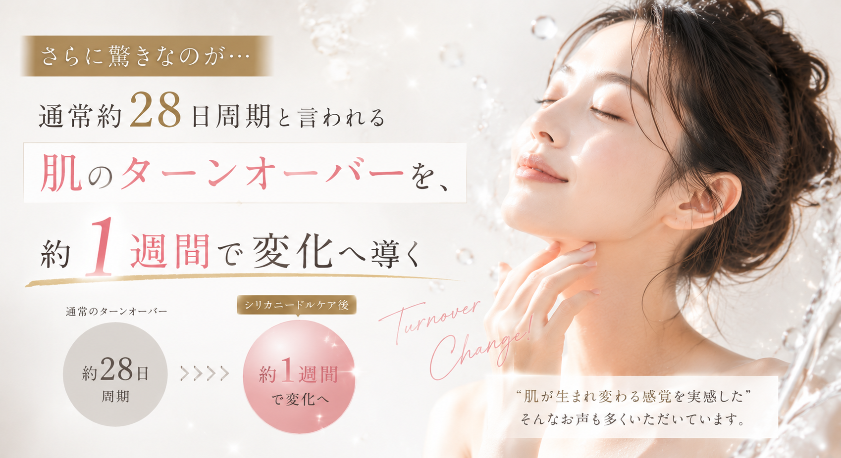 通常約28日周期と言われる！肌のターンオーバーを、約1週間で変化へ導く