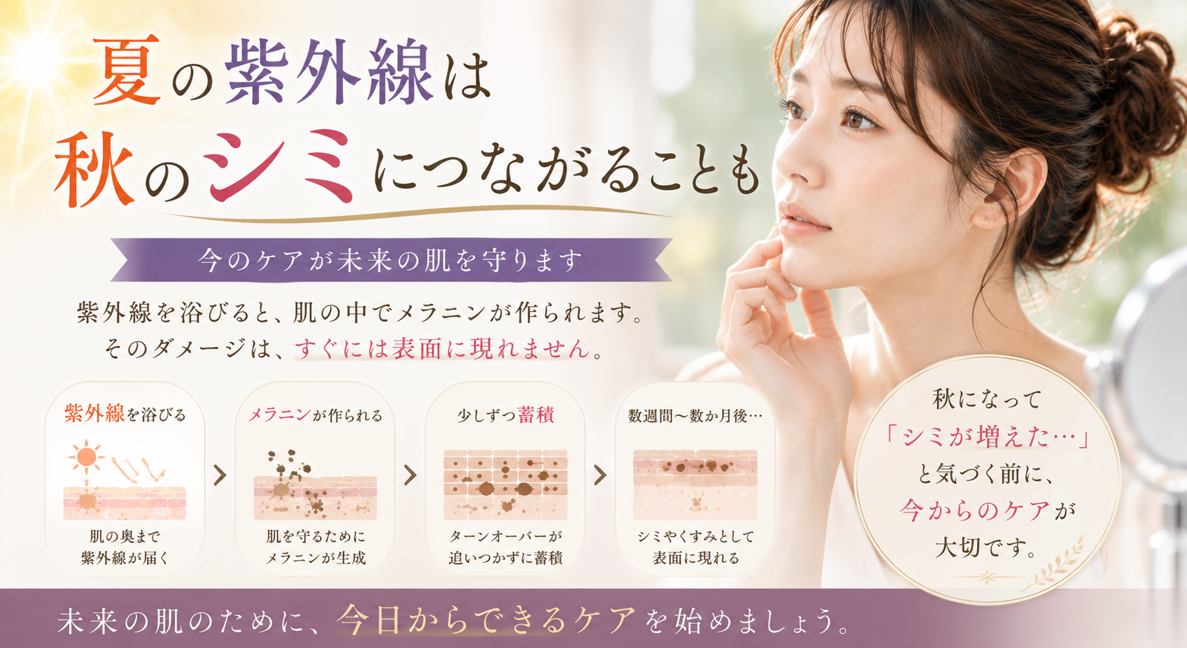 夏の紫外線は秋のシミにつながることも